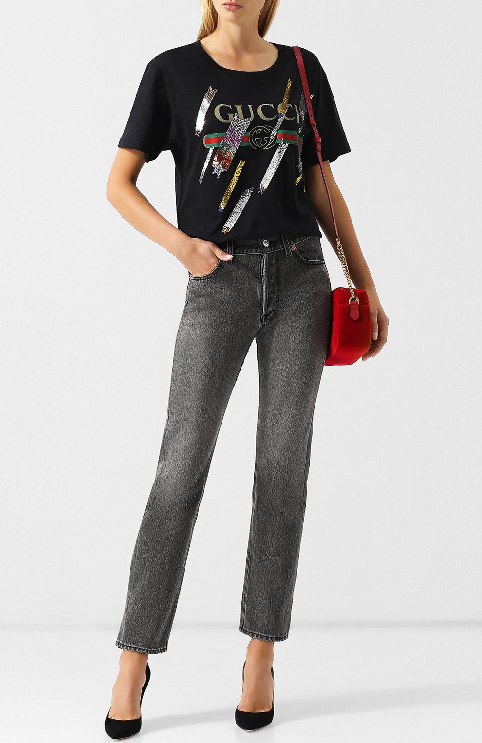 Хлопковая футболка с логотипом бренда GUCCI, арт. 492347/X9Y30, фото 2