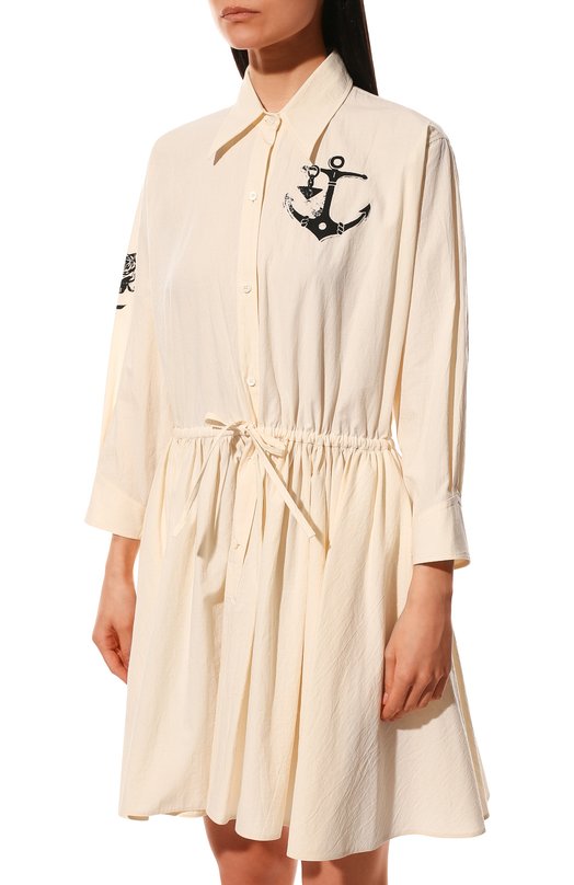 Хлопковое платье Prada P3G74-10M6-F0304-221 Кремовый  P3G74-10M6-F0304-221 Фото 3