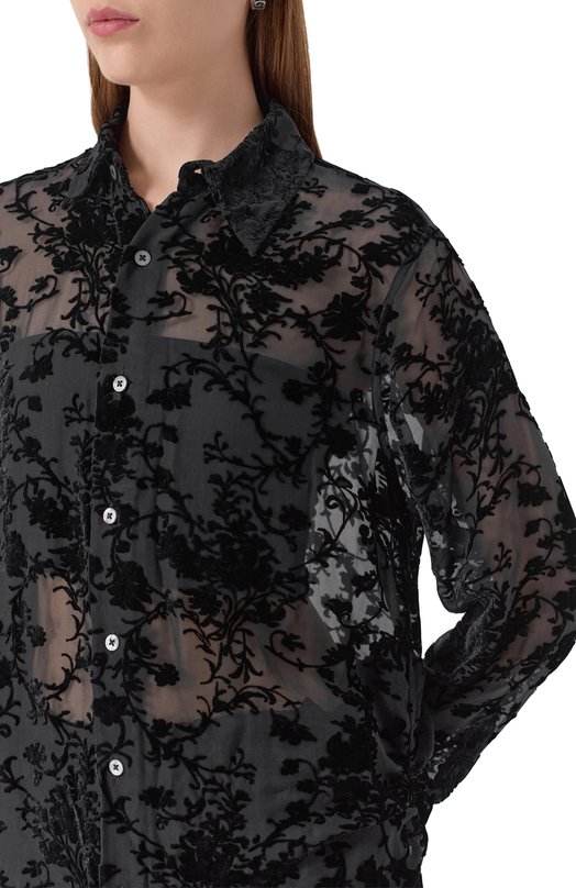 Блузка из вискозы и шелка Ann Demeulemeester B0013140/FA616 Чёрный  B0013140/FA616 Фото 5