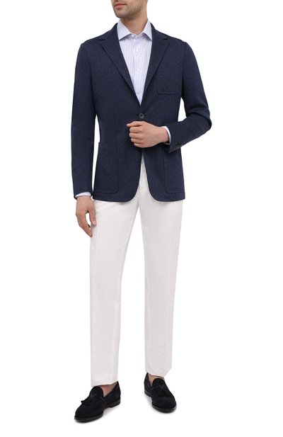 Хлопковый пиджак CANALI темно-синего цвета по цене 99900 руб., арт. J0147/JJ01970, фото 2 Хлопковый пиджак CANALI, арт. J0147/JJ01970, фото 2