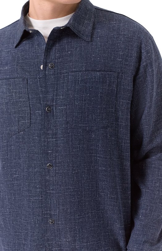 Рубашка из шерсти и кашемира Marco Pescarolo ZEUS/5326 Синий  ZEUS/5326 Фото 5