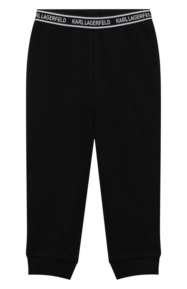 Детская комплект из лонгслива и брюк KARL LAGERFELD KIDS черно-белого цвета, арт. Z30280 | Фото 5 (Материал внешний: Хлопок; Материал сплава: Проставлено; Драгоценные камни: Проставлено; Рукава: Длинные; Девочки Кросс-КТ: Костюмы-спорт; Ростовка одежда: 24 мес | 92 см)