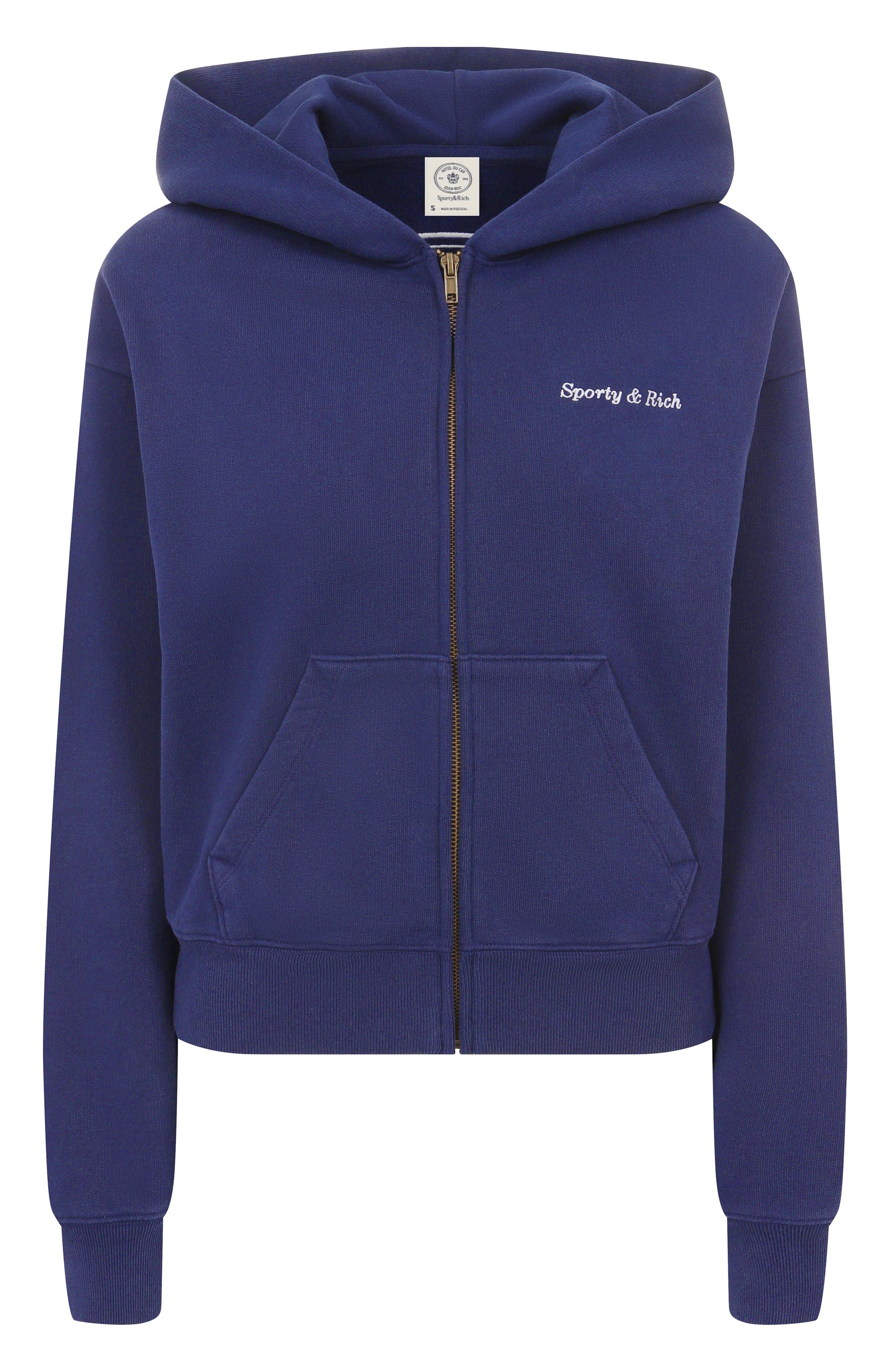 Хлопковая толстовка SPORTY AND RICH темно-синего цвета по цене 33600 руб., арт. ST06860666BL106, фото 1 Хлопковая толстовка SPORTY AND RICH, арт. ST06860666BL106, фото 1