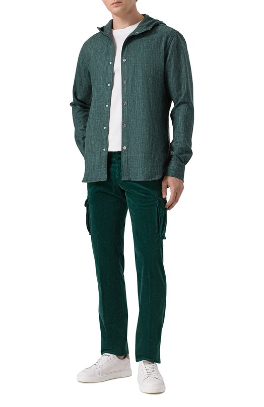 Рубашка из шерсти и шелка Kiton UMCMARK0119G12 Зелёный  UMCMARK0119G12 Фото 2