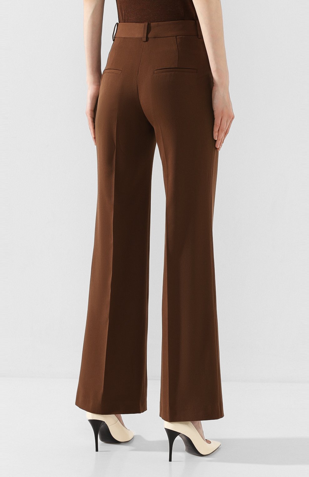 Шерстяные брюки VICTORIA BECKHAM коричневого цвета по цене 85550 руб., арт. 1220WTR001258B, фото 4 Шерстяные брюки VICTORIA BECKHAM, арт. 1220WTR001258B, фото 4