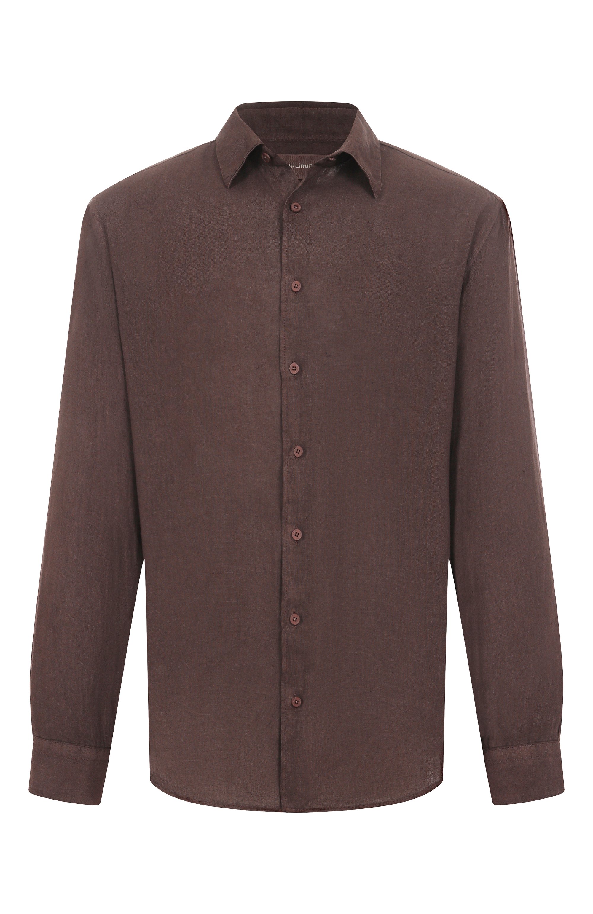 Льняная рубашка INLINUM темно-коричневого цвета по цене 26350 руб., арт. VALENTIN0_21, фото 1 Льняная рубашка INLINUM, арт. VALENTIN0_21, фото 1