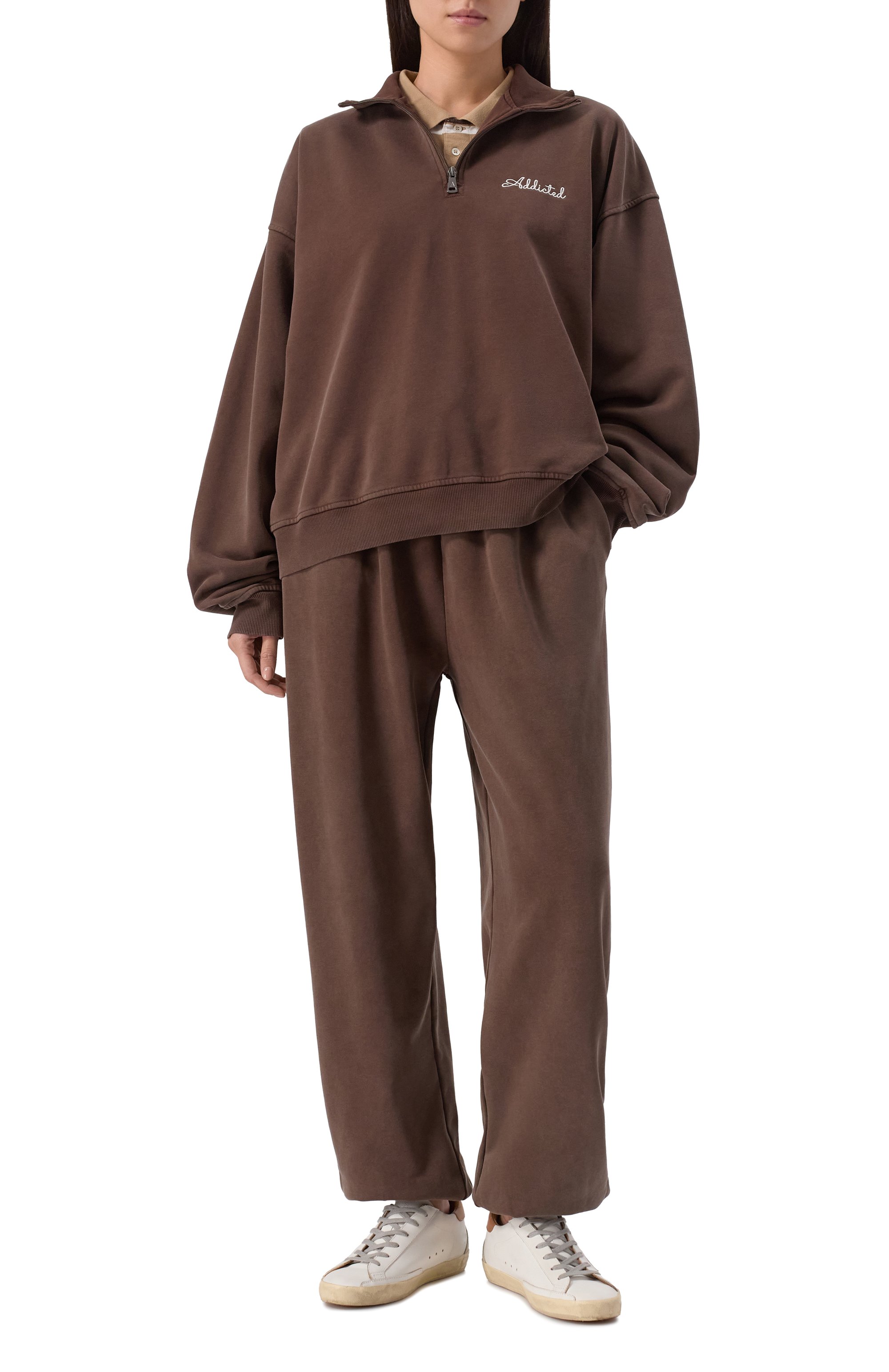 Хлопковый свитшот ADDICTED коричневого цвета по цене 26800 руб., арт. FT2401, фото 2 Хлопковый свитшот ADDICTED, арт. FT2401, фото 2