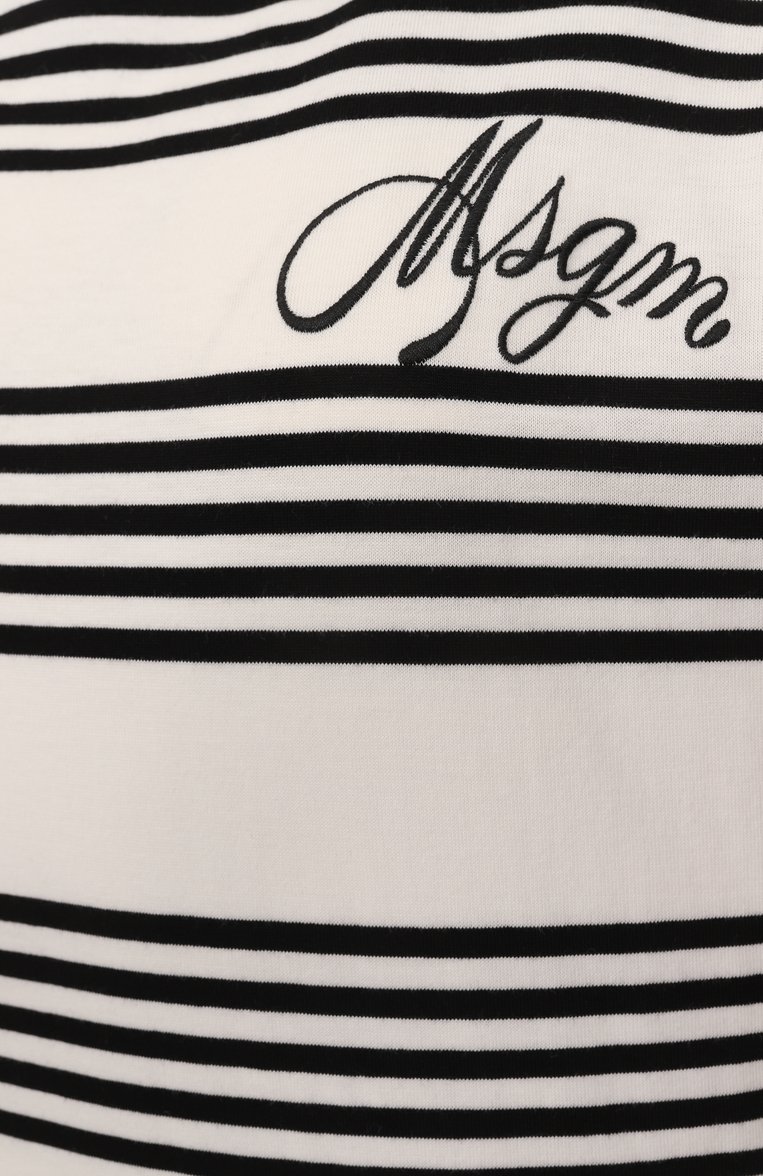 Женская хлопковая футболка MSGM черно-белого цвета, арт. 3841MDM106/257128 | Фото 6 (Материал внешний: Хлопок; Рукава: Короткие; Длина (для топов): Стандартные; Принт: С принтом; Стили: Кэжуэл)