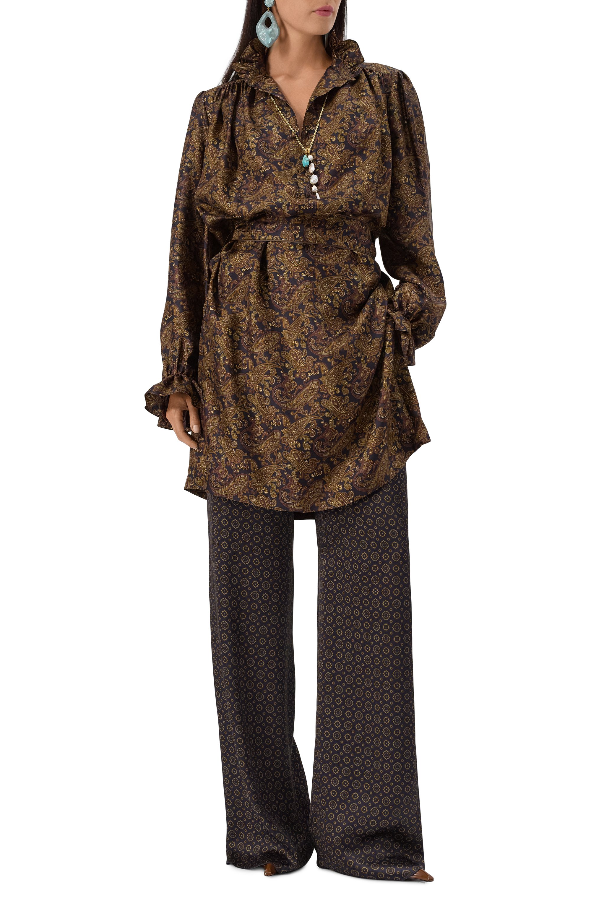 Атласные брюки SAINT LAURENT, арт. 820232/Y6K84, фото 2