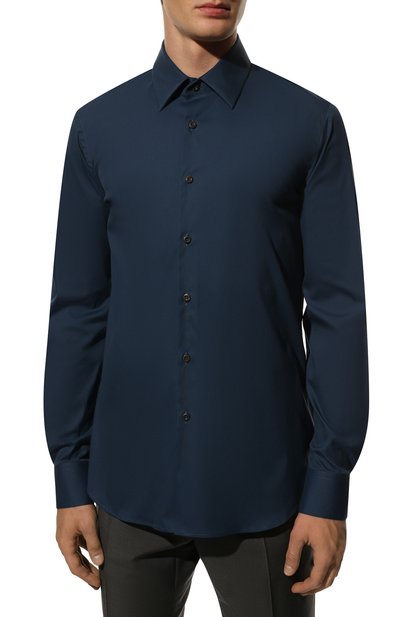 Хлопковая рубашка PRADA темно-синего цвета по цене 65000 руб., арт. UCM608-F62-F0RU7, фото 3 Хлопковая рубашка PRADA, арт. UCM608-F62-F0RU7, фото 3