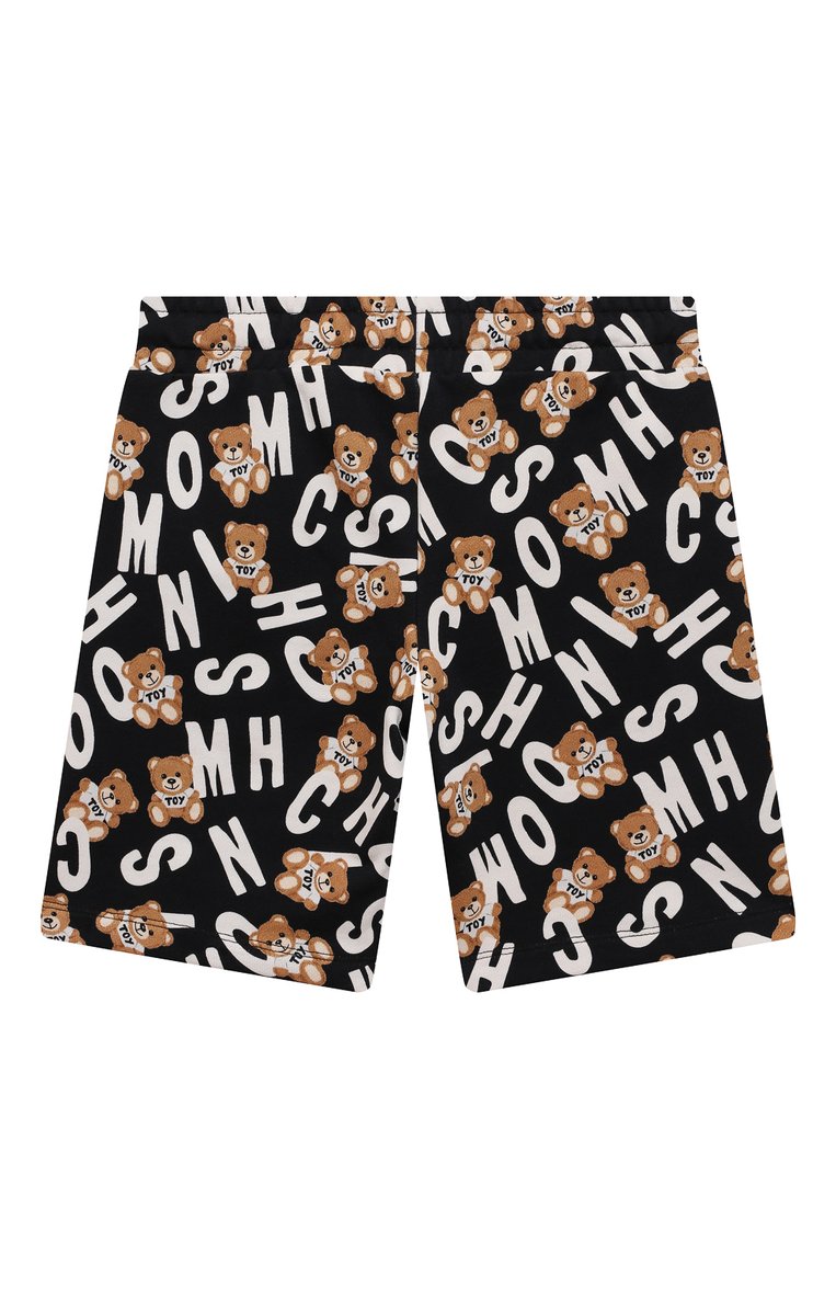 Детские хлопковые шорты MOSCHINO черного цвета, арт. HNQ00Q/LCB32/5 | Фото 2 (Материал внешний: Хлопок; Случай: Повседневный; Нос: Не проставлено)