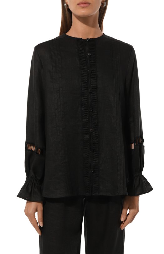 Льняная блузка Kiton D57461H05953 Чёрный  D57461H05953 Фото 3