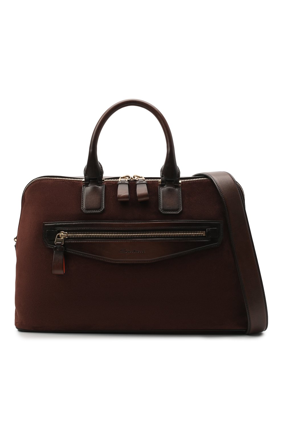 Замшевая сумка для ноутбука SANTONI темно-коричневого цвета по цене 239500 руб., арт. UIBBA2010LI-H2RUT50, фото 6 Замшевая сумка для ноутбука SANTONI, арт. UIBBA2010LI-H2RUT50, фото 6