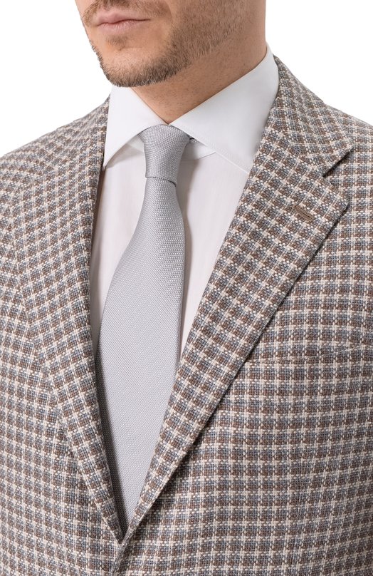 Шелковый галстук Brunello Cucinelli MX8760018 Серый  MX8760018 Фото 2