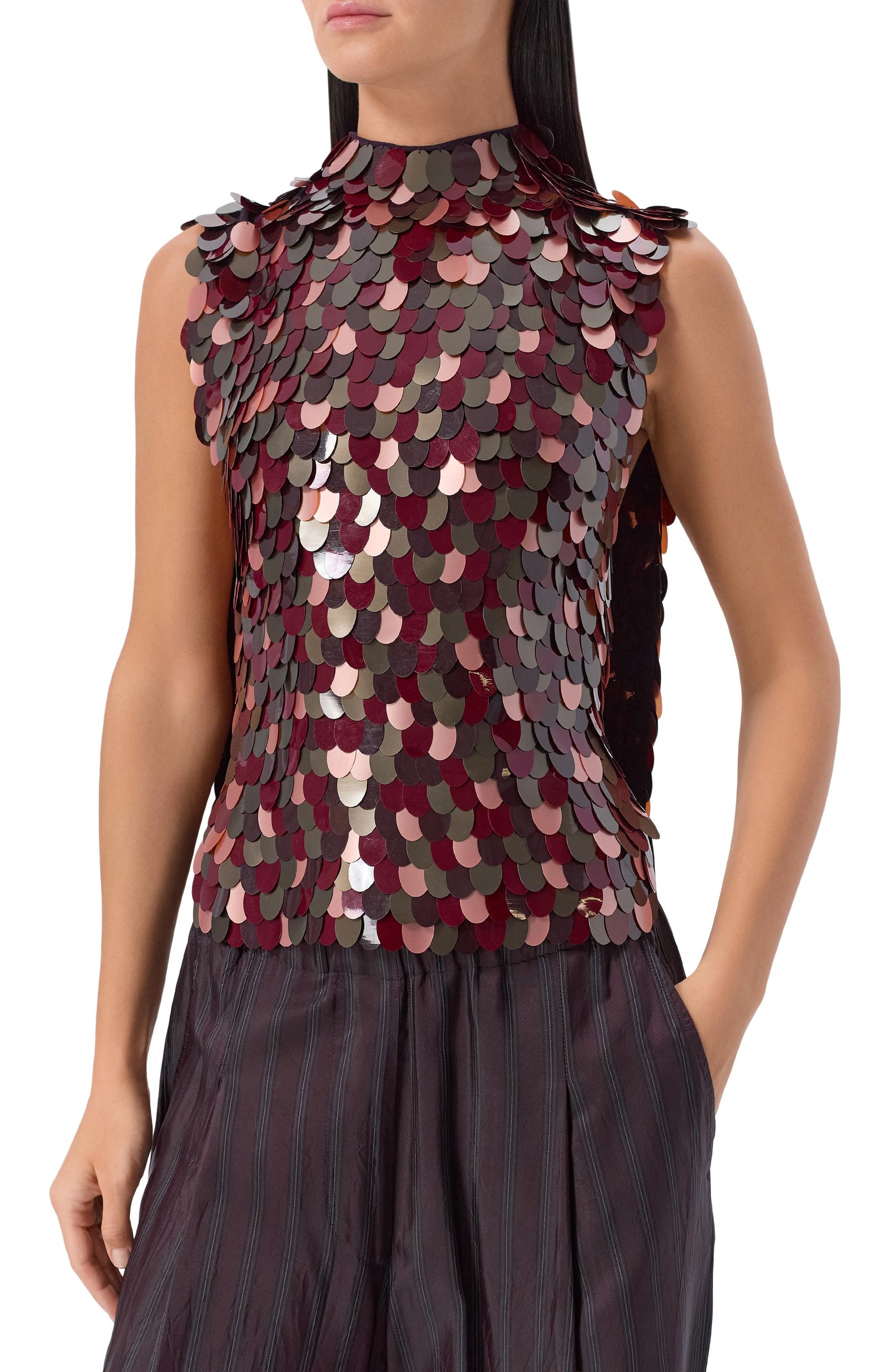 Топ из вискозы DRIES VAN NOTEN бордового цвета по цене 86500 руб., арт. 252-010795-2317, фото 3 Топ из вискозы DRIES VAN NOTEN, арт. 252-010795-2317, фото 3