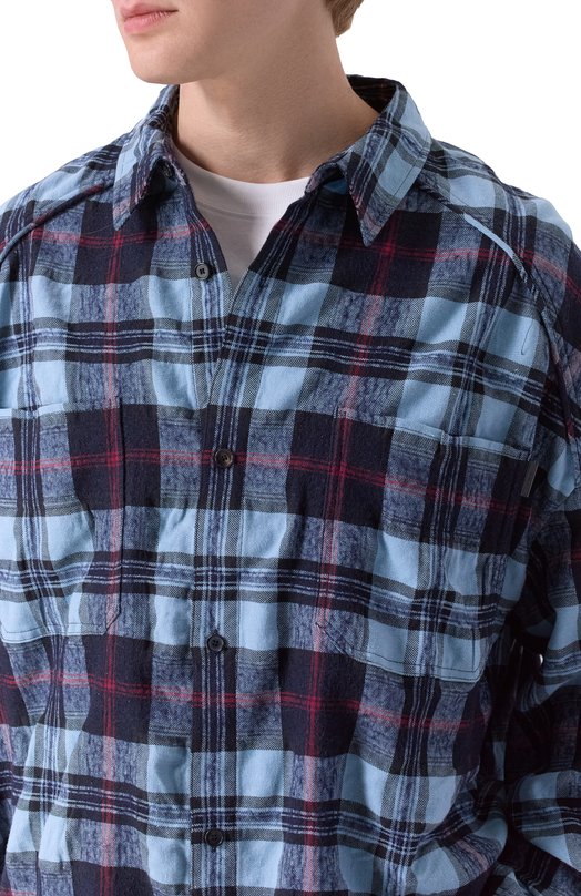 Рубашка из хлопка и шерсти Juun.J JC5864P08P Синий  JC5864P08P Фото 5