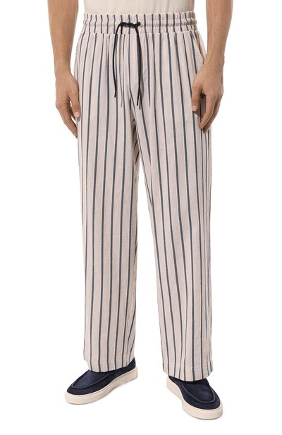 Брюки из хлопка и льна EMPORIO ARMANI бежевого цвета по цене 16000 руб., арт. 211879/4R465, фото 3 Брюки из хлопка и льна EMPORIO ARMANI, арт. 211879/4R465, фото 3