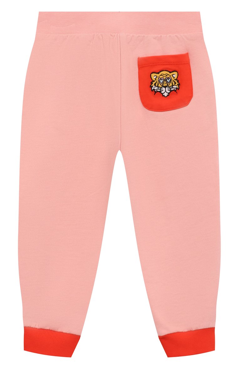 Детские хлопковые джогг�еры KENZO светло-розового цвета, арт. K60206/3-5 | Фото 2 (Нос: Не проставлено; Материал сплава: Проставлено; Материал внешний: Хлопок; Материал подклада: Хлопок; Девочки Кросс-КТ: Джоггеры-одежда, Брюки-спорт; Ростовка одежда: 2 года | 92 см, 3 года | 98 см, 4 года | 104 см)