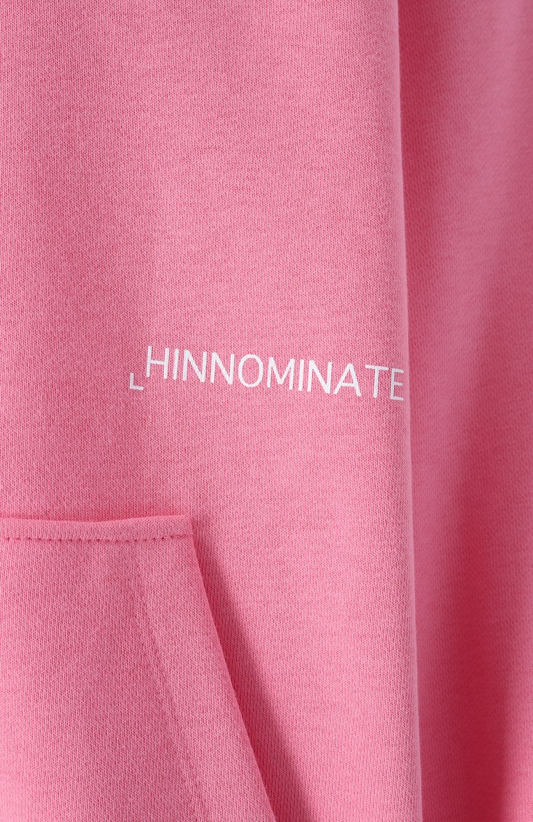 Женский хлопковая толстовка HINNOMINATE розового цвета, арт. HMABW01400 | Фото 6 (Рукава: Длинные; Длина (для топов): Стандартные; Драгоценные камни: Проставлено; Материал сплава: Проставлено; Женское Кросс-КТ: Кардиган-одежда; Стили: Спорт-шик; Материал внешний: Хлопок)