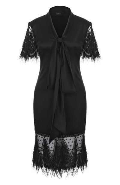 Женское атласное платье с отделкой перьями GOOROO, арт. D050-2001-900-SS25