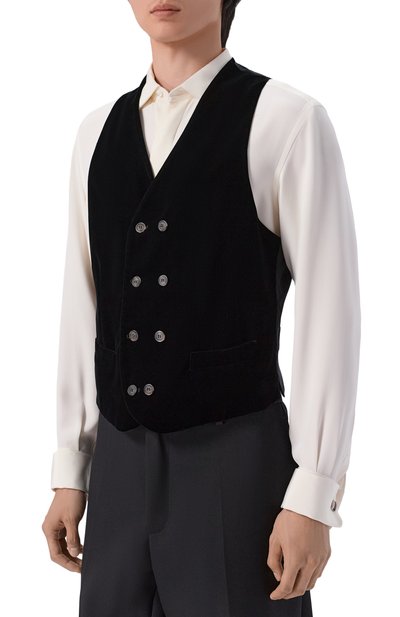 Бархатный жилет GIORGIO ARMANI черного цвета по цене 111000 руб., арт. 0WGGK01T/T0025, фото 3 Бархатный жилет GIORGIO ARMANI, арт. 0WGGK01T/T0025, фото 3