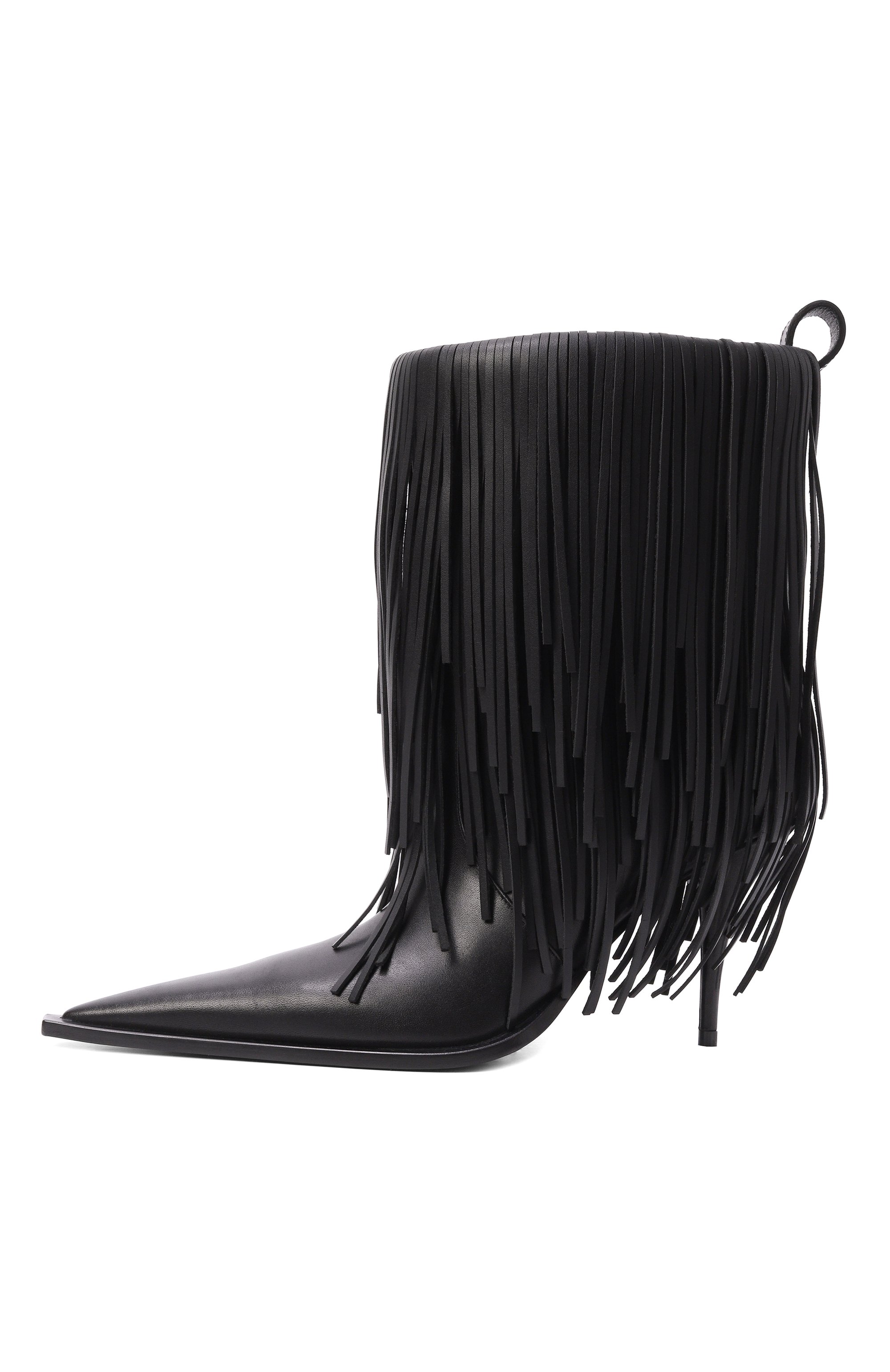 Кожаные ботильоны avenue fringe BALENCIAGA черного цвета по цене 268000 руб., арт. 855350/WBD00, фото 4 Кожаные ботильоны avenue fringe BALENCIAGA, арт. 855350/WBD00, фото 4