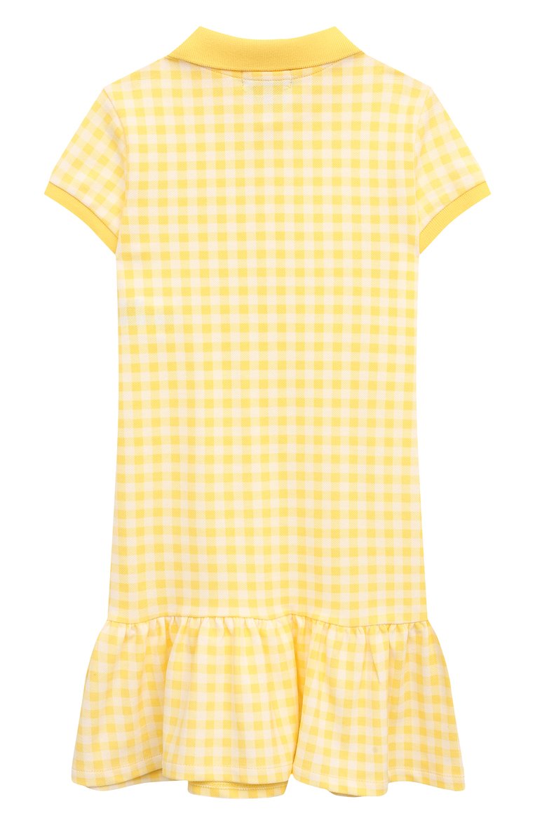 Детское хлопковое платье POLO RALPH LAUREN желтого цвета, арт. 311868759 | Фото 2 (Рукава: Короткие; Материал внешний: Хлопок; Девочки Кросс-КТ: Платье-одежда; Случай: Повседневный; Материал сплава: Проставлено; Драгоценные камни: Проставлено; Ростовка одежда: 2 года | 92 см, 3 года | 98 см, 4 года | 104 см)