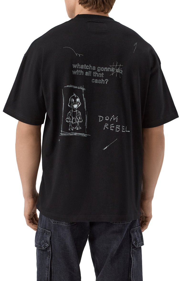 Мужская хлопковая футболка DOMREBEL черного цвета, арт. D0LLARS/T-SHIRT | Фото 4 (Длина (для топов): Стандартные; Рукава: Короткие; Материал внешний: Хлопок; Принт: С принтом; Стили: Гранж; Кросс-КТ: Джерси; Мужское Кросс-КТ: Футболка-одежда)