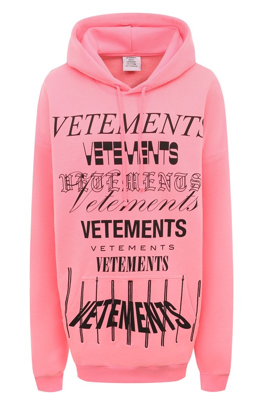 

Хлопковое худи VETEMENTS, Розовый