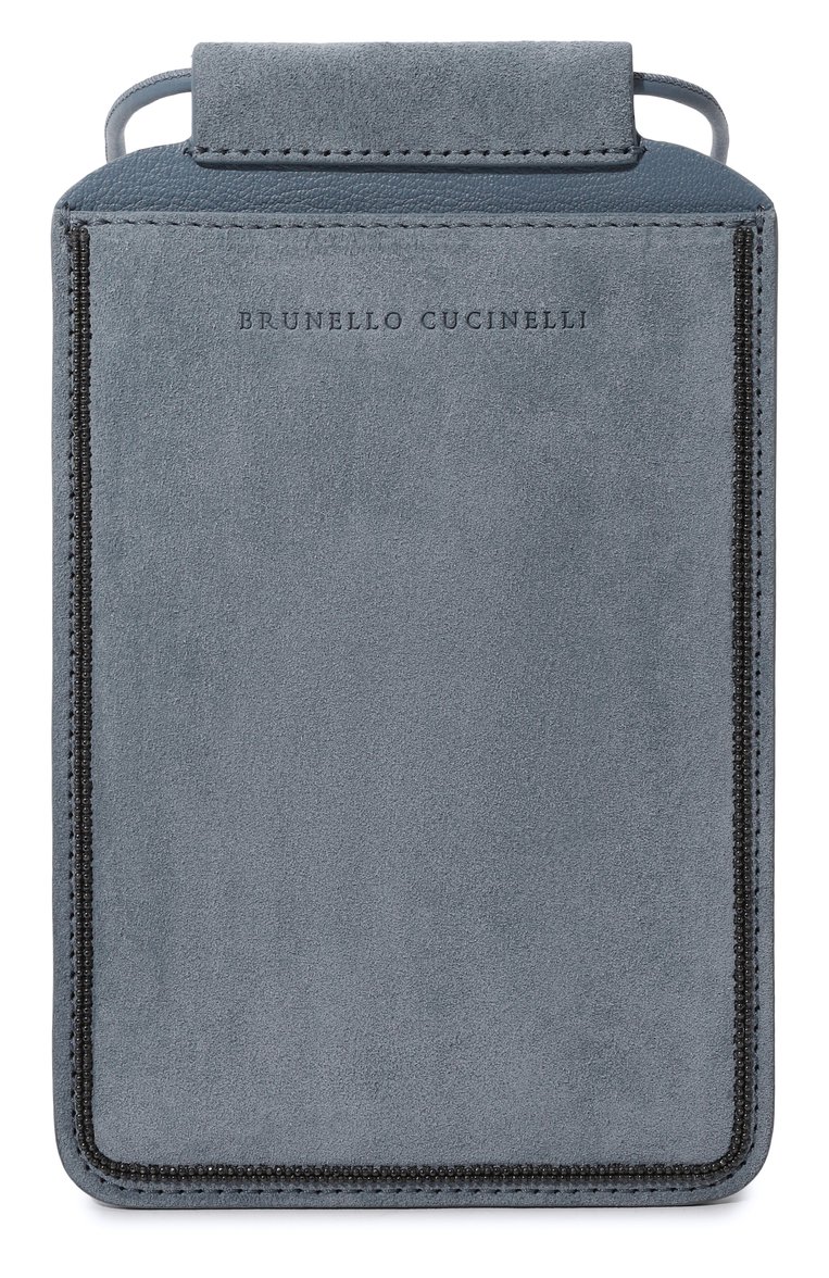 Замшевый чехол для телефона BRUNELLO CUCINELLI голубого цвета, арт. MWDLD2531 | Фото 1 (Нос: Не проставлено; Региональные ограничения белый список (Axapta Mercury): Не проставлено; Материал: Замша)