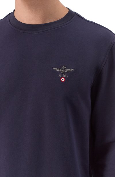Хлопковый свитшот AERONAUTICA MILITARE темно-синего цвета по цене 13950 руб., арт. 241/FE1769F459, фото 5 Хлопковый свитшот AERONAUTICA MILITARE, арт. 241/FE1769F459, фото 5