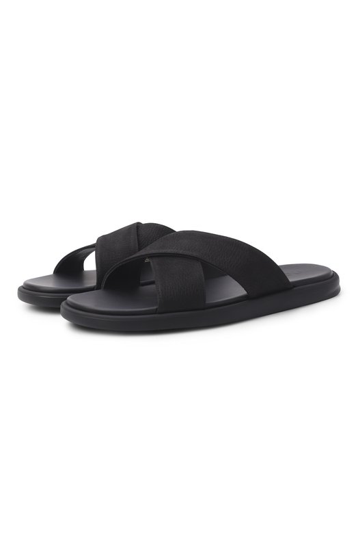 Шлепанцы из нубука Doucal's DU2859MYK0UF249NN06 Чёрный DU2859MYK0UF249NN06