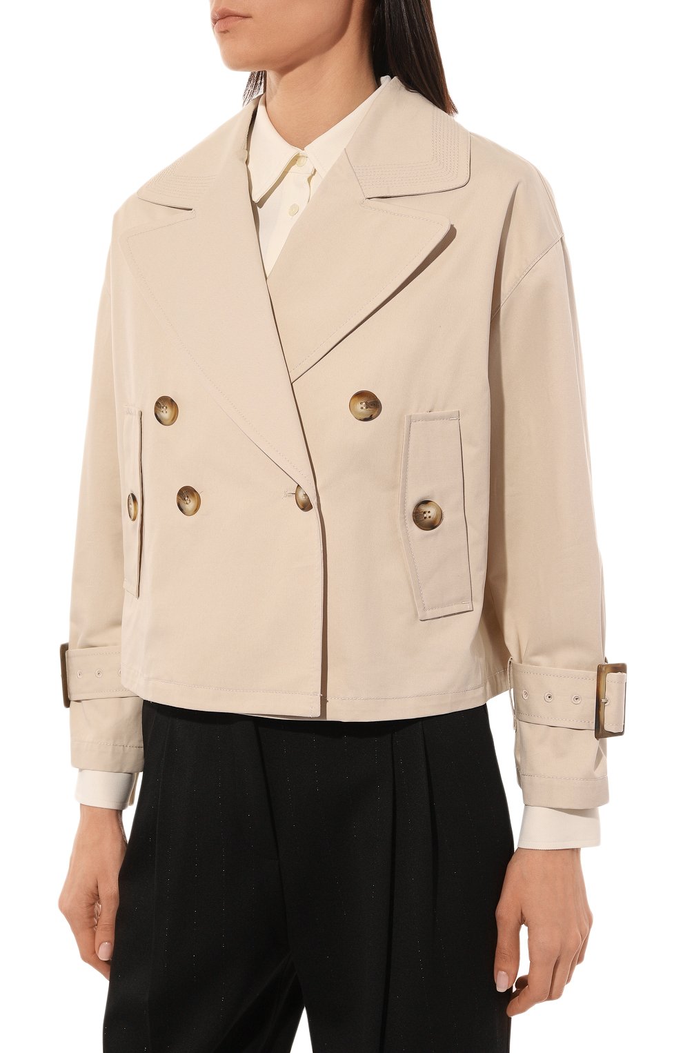 Хлопковый тренч EMPORIO ARMANI кремового цвета по цене 74550 руб., арт. 3R2B85/2NN0Z, фото 3 Хлопковый тренч EMPORIO ARMANI, арт. 3R2B85/2NN0Z, фото 3