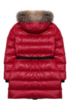 Детская пуховик с меховой отделкой на капюшоне MONCLER ENFANT бордового цвета, арт. E2-954-49310-25-68950/12-14A | Фото 2 (Кросс-КТ: Зима; Девочки Кросс-КТ: Пуховик-верхняя одежда; Рукава: Длинные; Материал внешний: Синтетический материал; Материал подклада: Синтетический материал; Материал утеплителя: Пух и перо; Статус проверки: Проверена категория)