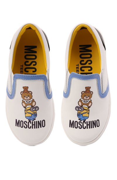 Кожаные слипоны MOSCHINO белого цвета по цене 22900 руб., арт. 70307/KIPS/GINEV./KIPS/KIPS/18-27, фото 4 Кожаные слипоны MOSCHINO, арт. 70307/KIPS/GINEV./KIPS/KIPS/18-27, фото 4