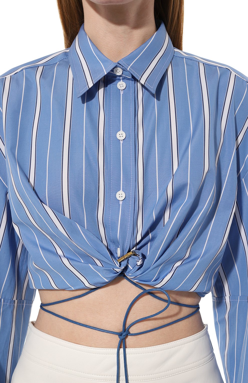 Хлопковая блузка JACQUEMUS голубого цвета по цене 68200 руб., арт. 23E/231SH034-1453, фото 5 Хлопковая блузка JACQUEMUS, арт. 23E/231SH034-1453, фото 5