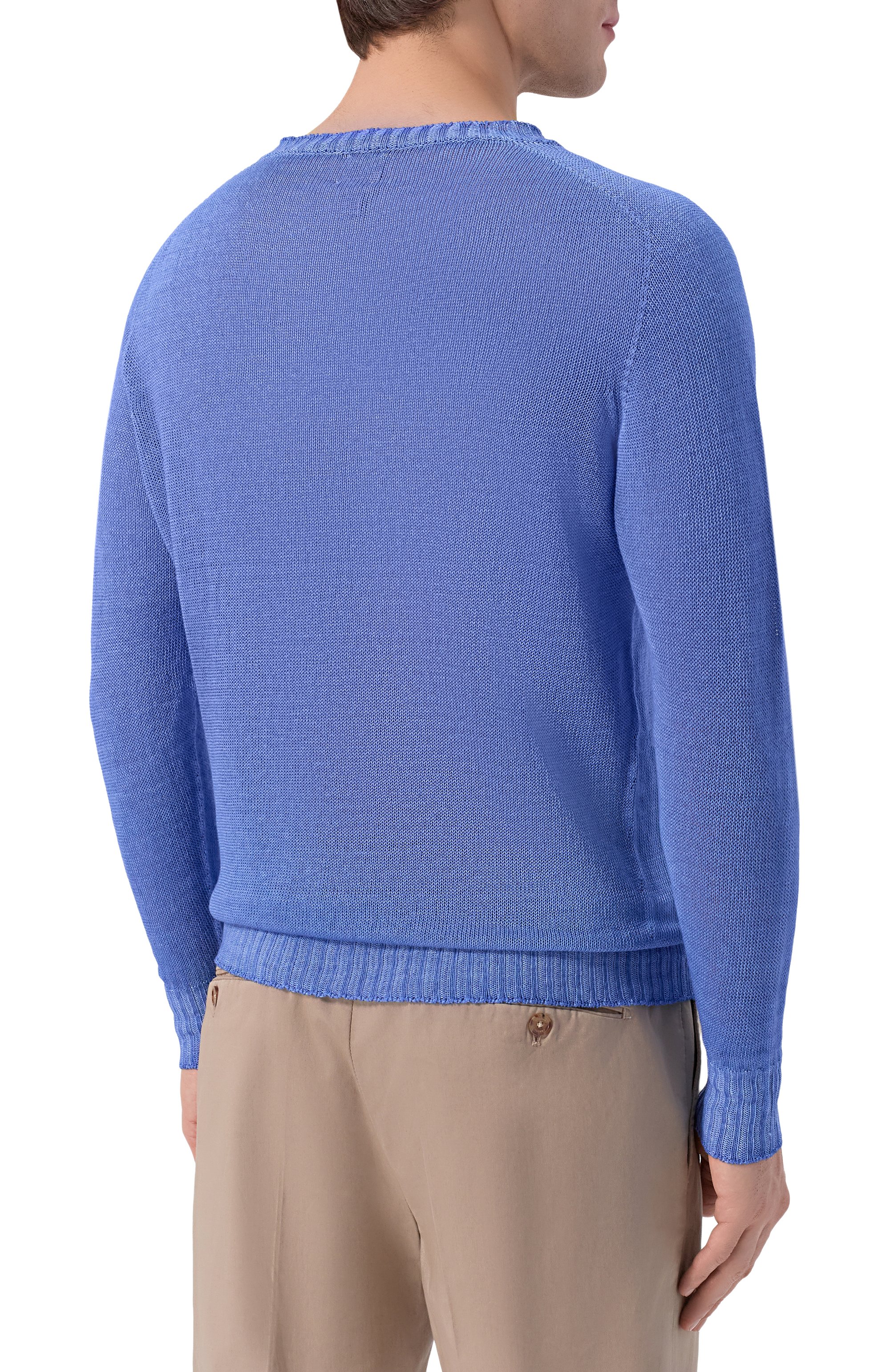 Льняной джемпер 120% LINO синего цвета по цене 35500 руб., арт. 33ALIM39FF/F966/S000, фото 4 Льняной джемпер 120% LINO, арт. 33ALIM39FF/F966/S000, фото 4