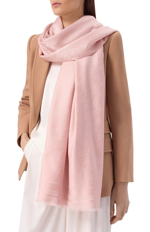 Шарф из шелка и шерсти Elie Saab 710010410 Розовый  710010410 Фото 2