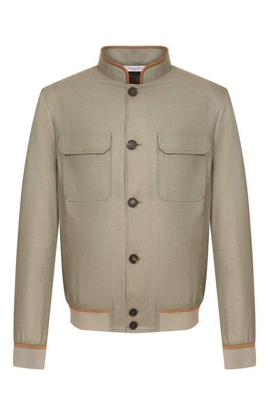 Бомбер из шелка и шерсти Stefano Ricci M7J6100110/KL003U Хаки M7J6100110/KL003U
