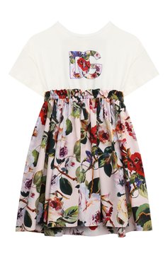 Детское хлопковое платье DOLCE & GABBANA розового цвета, арт. L5JD8A/G7M8H/8-14 | Фото 1 (Материал внешний: Хлопок; Рукава: Короткие; Девочки Кросс-КТ: Платье-одежда; Случай: Повседневный)