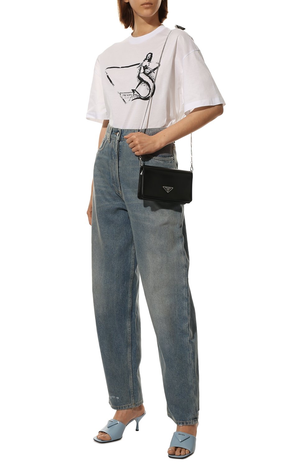 Хлопковая футболка PRADA, арт. 3558A-10M1-F0009-211, фото 2