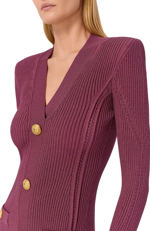Платье из вискозы Balmain FF0R8033/KJ15 Бордовый  FF0R8033/KJ15 Фото 5