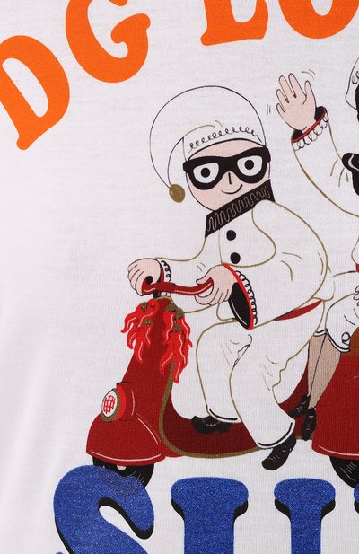 Хлопковая футболка DOLCE & GABBANA белого цвета по цене 43500 руб., арт. F8K74Z/HH7NL, фото 5 Хлопковая футболка DOLCE & GABBANA, арт. F8K74Z/HH7NL, фото 5