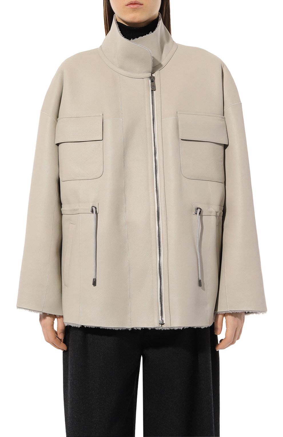 Дубленка из овчины NOBLE&BRULEE серого цвета по цене 340000 руб., арт. NB125/01, фото 3 Дубленка из овчины NOBLE&BRULEE, арт. NB125/01, фото 3