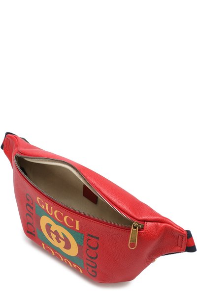 Кожаная поясная сумка GUCCI красного цвета по цене 141120 руб., арт. 530412/0GDCT, фото 4 Кожаная поясная сумка GUCCI, арт. 530412/0GDCT, фото 4