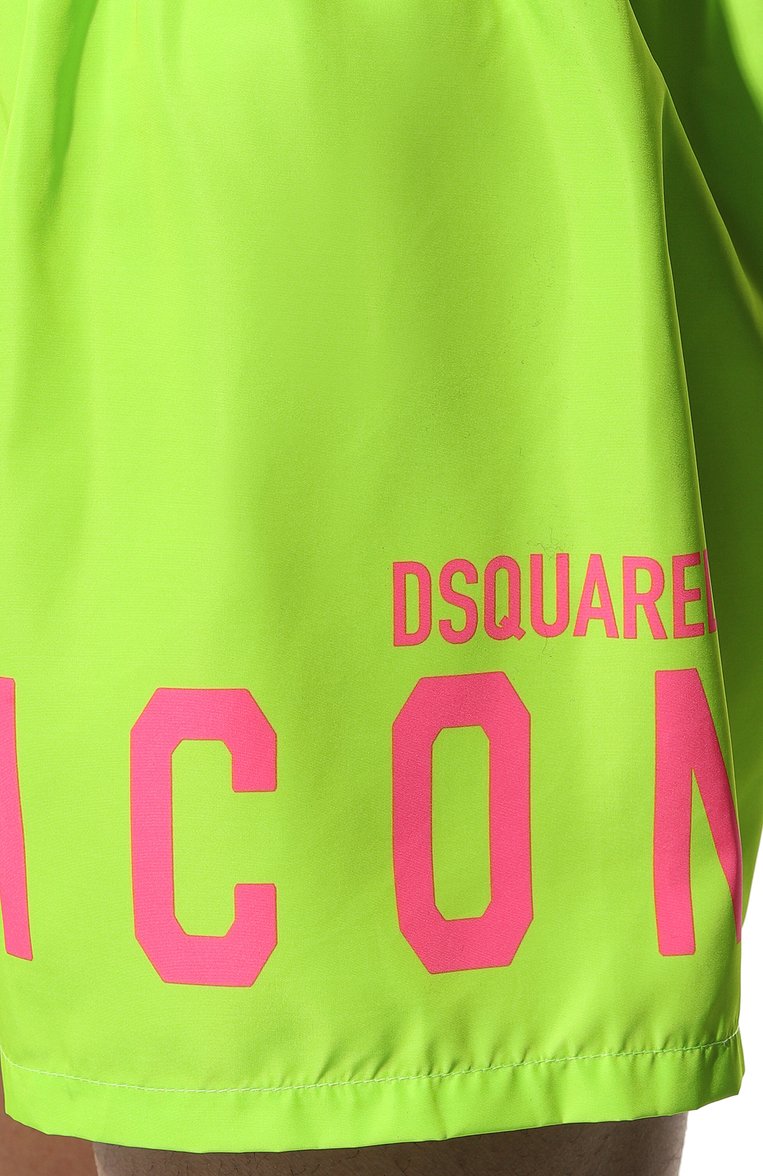 Мужские плавки-шорты icon DSQUARED2 салатового цвета, арт. D7B8P5380 | Фото 4 (Материал внешний: Синтетический материал; Нос: Не проставлено; Мужское Кросс-КТ: плавки-шорты; Принт: С принтом; Детали: Без декора; Автоматизация состава: Проставлено)