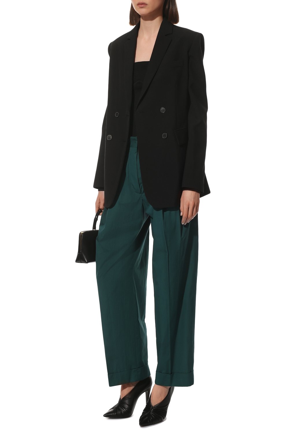 Хлопковые брюки DRIES VAN NOTEN темно-зеленого цвета по цене 59900 руб., арт. 221-010929-4046, фото 2 Хлопковые брюки DRIES VAN NOTEN, арт. 221-010929-4046, фото 2