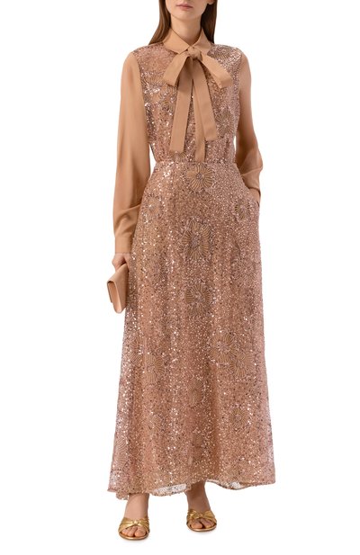 Женская шелковая блузка с отделкой пайетками ELIE SAAB, арт. SH111NRC26/TU024