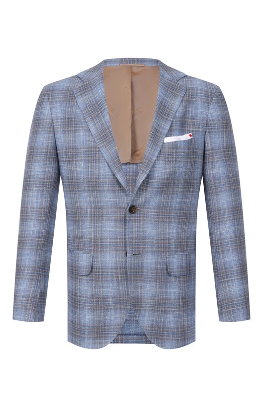 Пиджак из шерсти и шелка Kiton UG81K0628G Голубой UG81K0628G