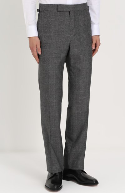 Шерстяные брюки в клетку прямого кроя TOM FORD темно-серого цвета по цене 136000 руб., арт. 222R87/610041, фото 3 Шерстяные брюки в клетку прямого кроя TOM FORD, арт. 222R87/610041, фото 3